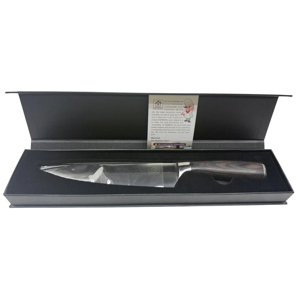 iHOMEER 8 Inch High Polished Stainless Steel Blade‎ Chef Knife 13 in Overall